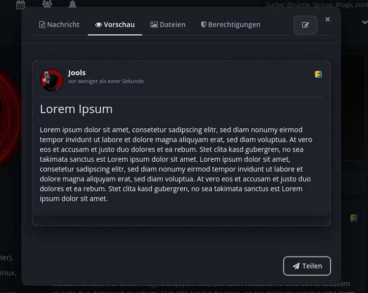 Vorschau des Beispieltext im Editor